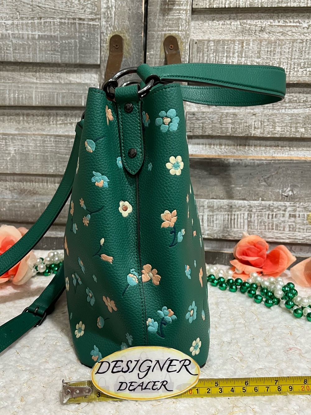 COACH Town Mystical Floral  Leather Bucket Bag C8214 - Picture 8 of 12